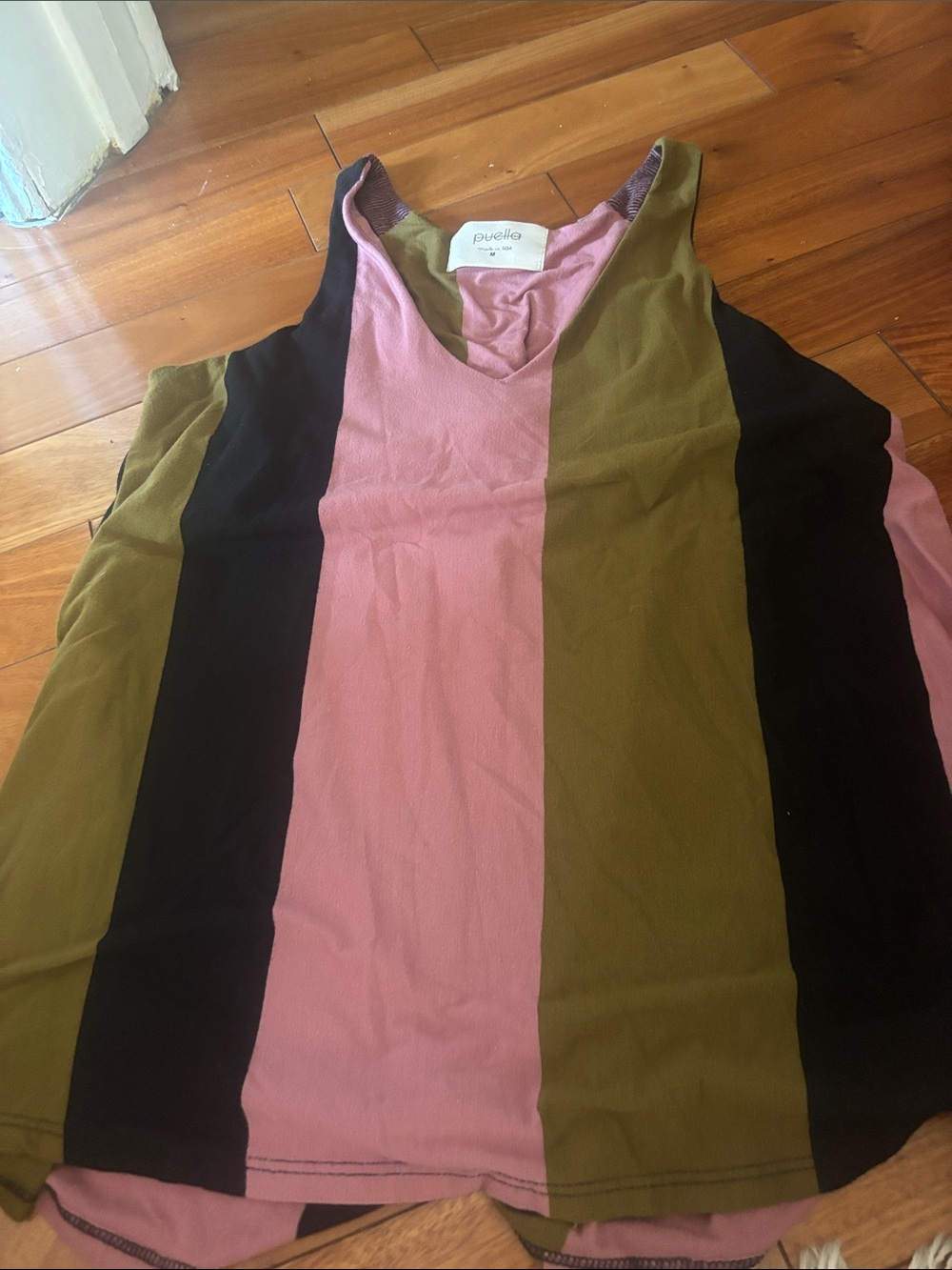 Anthropologie Colorblock Tank Top in Pink, Olive and Black